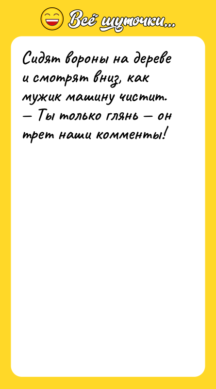 Сидят вороны на дереве и смотрят вниз, как мужик машину