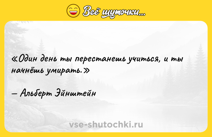Цитата: Один день ты перестанешь учиться, и ты начнёшь умирать.Альберт Эйнштейн