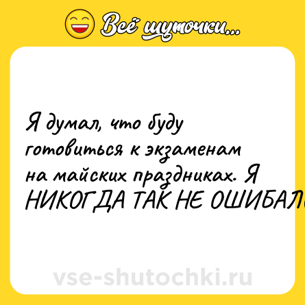 Шутка: Я думал, что буду готовиться к экзаменам на майских праздниках. Я НИКОГДА ТАК НЕ ОШИБАЛСЯ