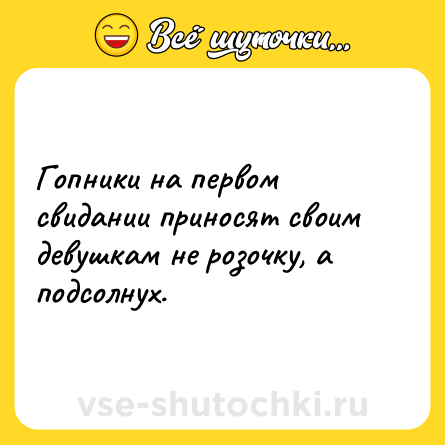 Шутка: Гопники на первом свидании приносят своим девушкам не розочку, а подсолнух.