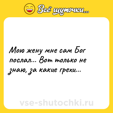 Шутка: Мою жену мне сам Бог послал… Вот только не знаю, за какие грехи…