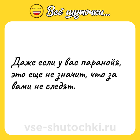 Шутка: Даже если у вас паранойя, это еще не значит, что за вами не следят.