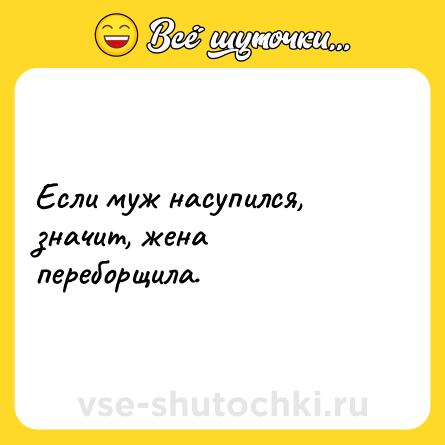 Шутка: Если муж насупился, значит, жена переборщила.