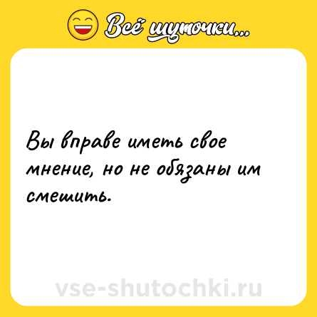 Шутка: Вы вправе иметь свое мнение, но не обязаны им смешить.
