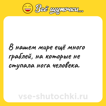 Шутка: В нашем мире ещё много граблей, на которые не ступала нога человека.