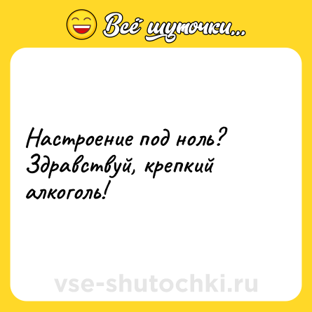Шутка: Настроение под ноль? Здравствуй, крепкий алкоголь!