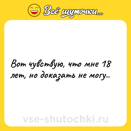 Шутка: Вот чувствую, что мне 18 лет, но доказать не могу..