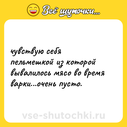 Шутка: чувствую себя пельмешкой из которой вывалилось мясо во время варки...очень пусто.