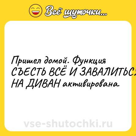 Шутка: Пришел домой. Функция СЪЕСТЬ ВСЁ И ЗАВАЛИТЬСЯ НА ДИВАН активирована.