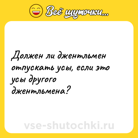 Шутка: Должен ли джентльмен отпускать усы, если это усы другого джентльмена?