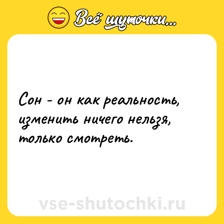 Шутка: Сон - он как реальность, изменить ничего нельзя, только смотреть.