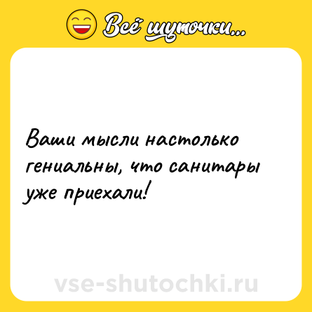Шутка: Ваши мысли настолько гениальны, что санитары уже приехали!