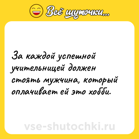Шутка: За каждой успешной учительницей должен стоять мужчина, который оплачивает ей это хобби.
