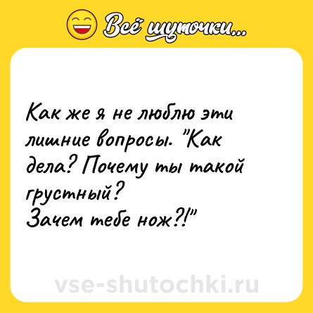 Шутка: Как же я не люблю эти лишние вопросы. 