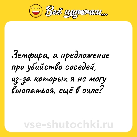 Шутка: Земфира, а предложение про убийство соседей, из-за которых я не могу выспаться, ещё в силе?