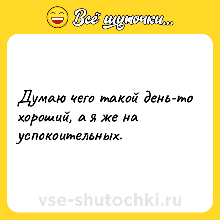 Шутка: Думаю чего такой день-то хороший, а я же на успокоительных.