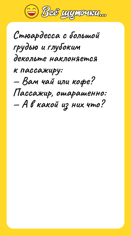 Стюардесса с большой грудью и глубоким декольте наклоняется к пассажиру:
