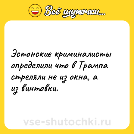 Шутка: Эстонские криминалисты определили что в Трампа стреляли не из окна, а из винтовки.