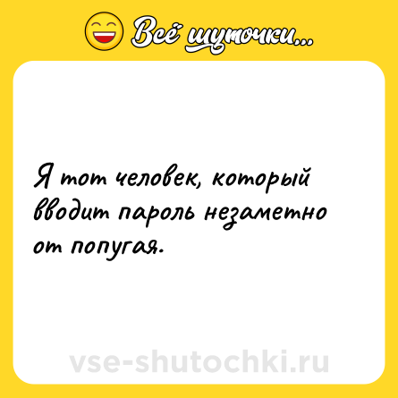 Шутка: Я тот человек, который вводит пароль незаметно от попугая.