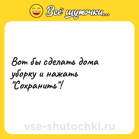 Шутка: Вот бы сделать дома уборку и нажать 