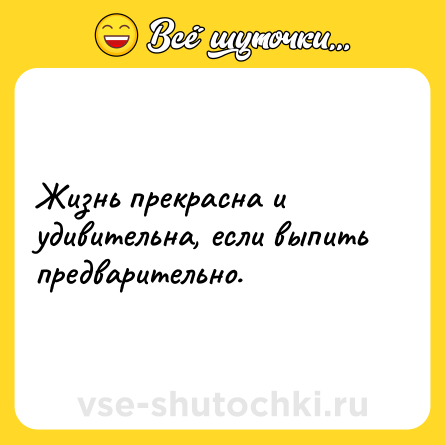 Шутка: Жизнь прекрасна и удивительна, если выпить предварительно.