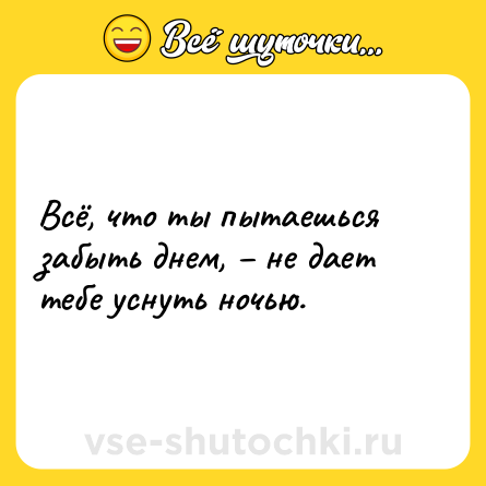 Шутка: Всё, что ты пытаешься забыть днем, – не дает тебе уснуть ночью.