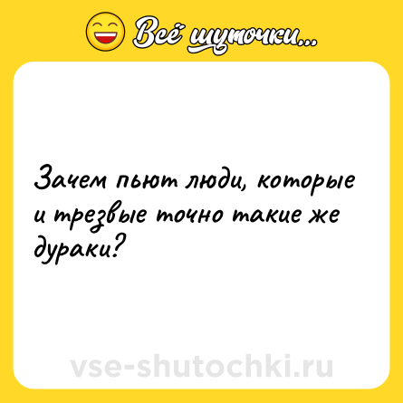 Шутка: Зачем пьют люди, которые и трезвые точно такие же дураки?