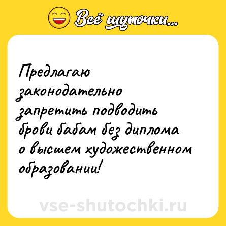 Шутка: Предлагаю законодательно запретить подводить брови бабам без диплома о высшем художественном образовании!