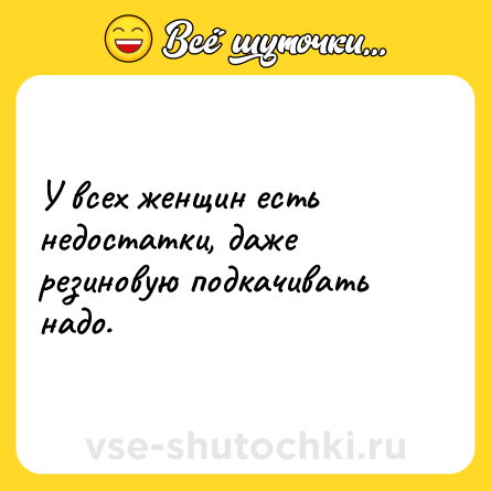 Шутка: У всех женщин есть недостатки, даже резинoвую подкачивать надо.