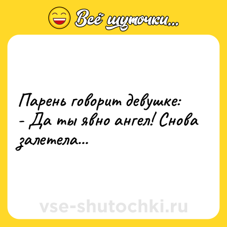 Шутка: Парень говорит девушке:<br>- Да ты явно ангел! Снова залетела...