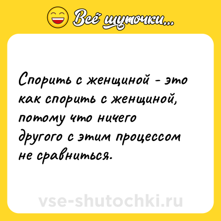 Шутка: Спорить с женщиной - это как спорить с женщиной, потому что ничего другого с этим процессом не сравниться.
