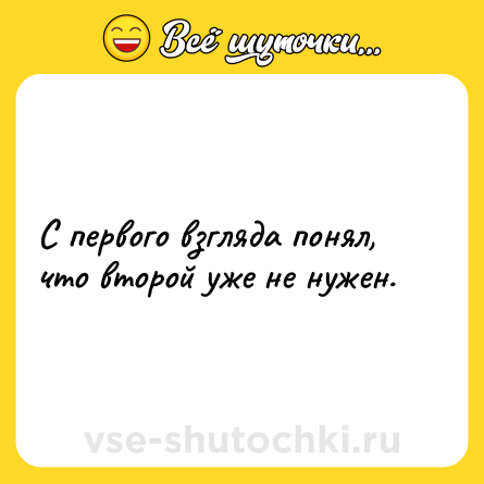 Шутка: С первого взгляда понял, что второй уже не нужен.
