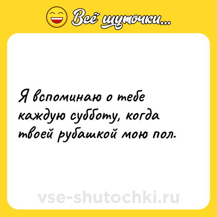 Шутка: Я вспоминаю о тебе каждую субботу, когда твоей рубашкой мою пол.