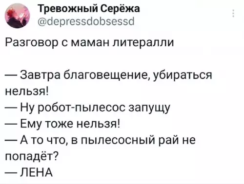 Маман против робота-пылесоса 🧹😂 - Разговор с маман литералли Завтра благовещение, убираться нельзя! Ну робот-пылесос