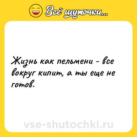 Шутка: Жизнь как пельмени - все вокруг кипит, а ты еще не готов.