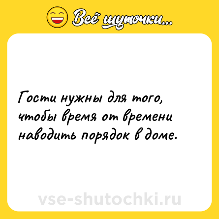 Шутка: Гости нужны для того, чтобы время от времени наводить порядок в доме.