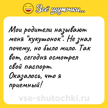 Шутка: Мои родители называют меня 