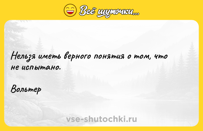 Цитата: Нельзя иметь верного понятия о том, что не испытано.Вольтер