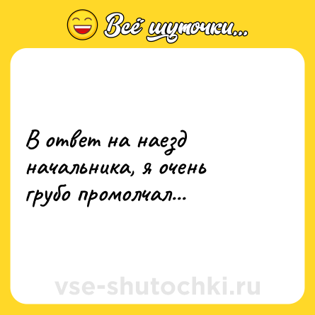 Шутка: В ответ на наезд начальника, я очень грубо промолчал...