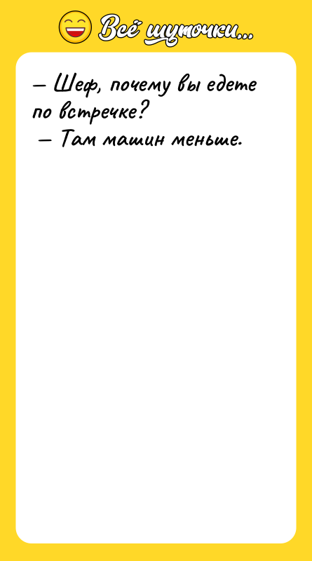 Шеф, почему вы едете по встречке? Там машин