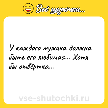 Шутка: У каждого мужика должна быть его любимая... Хотя бы отвёртка...