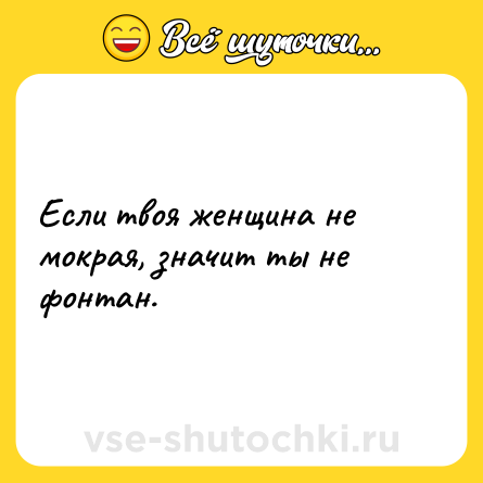 Шутка: Если твоя женщина не мокрая, значит ты не фонтан.