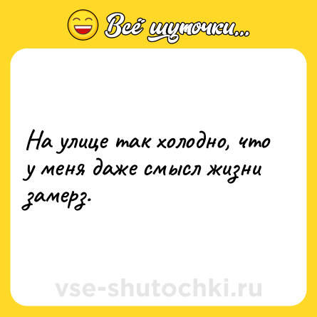 Шутка: На улице так холодно, что у меня даже смысл жизни замерз.