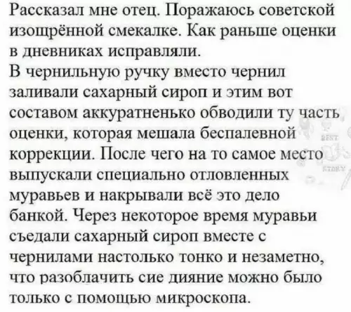 Муравьиный детектив: как хитрили в советской школе 🐜 - Рассказал мне отец. Поражаюсь советской изощрённой смекалке. Как раньше оценки