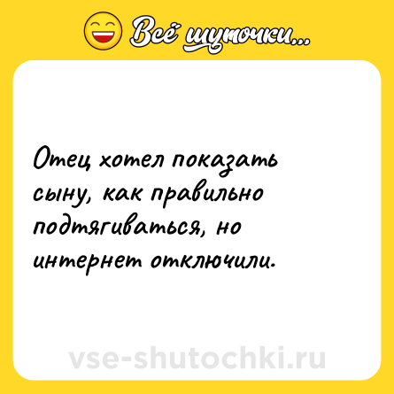 Шутка: Отец хотел показать сыну, как правильно подтягиваться, но интернет отключили.