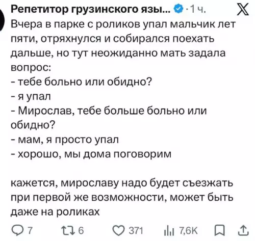 Мама нашла подход 😂 - Репетитор грузинского язы... Вчера в парке с роликов упал мальчик