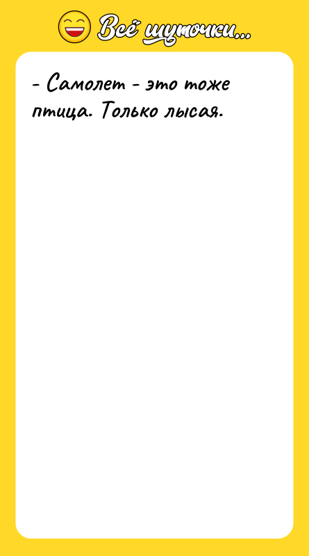 - Самолет - это тоже птица. Только лысая.