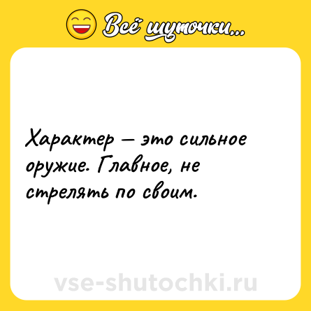 Шутка: Характер — это сильное оружие. Главное, не стрелять по своим.