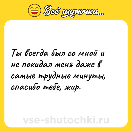 Шутка: Ты всегда был со мной и не покидал меня даже в самые трудные минуты, спасибо тебе, жир.