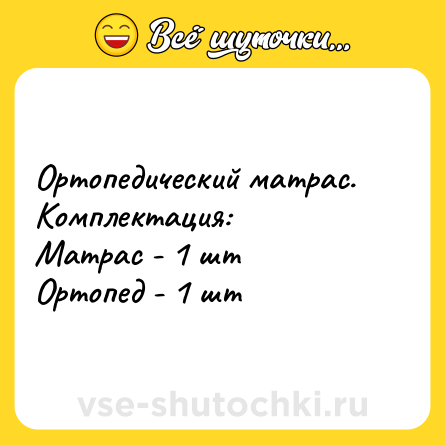 Шутка: Ортопедический матрас. Комплектация:<br>Матрас - 1 шт<br>Ортопед - 1 шт